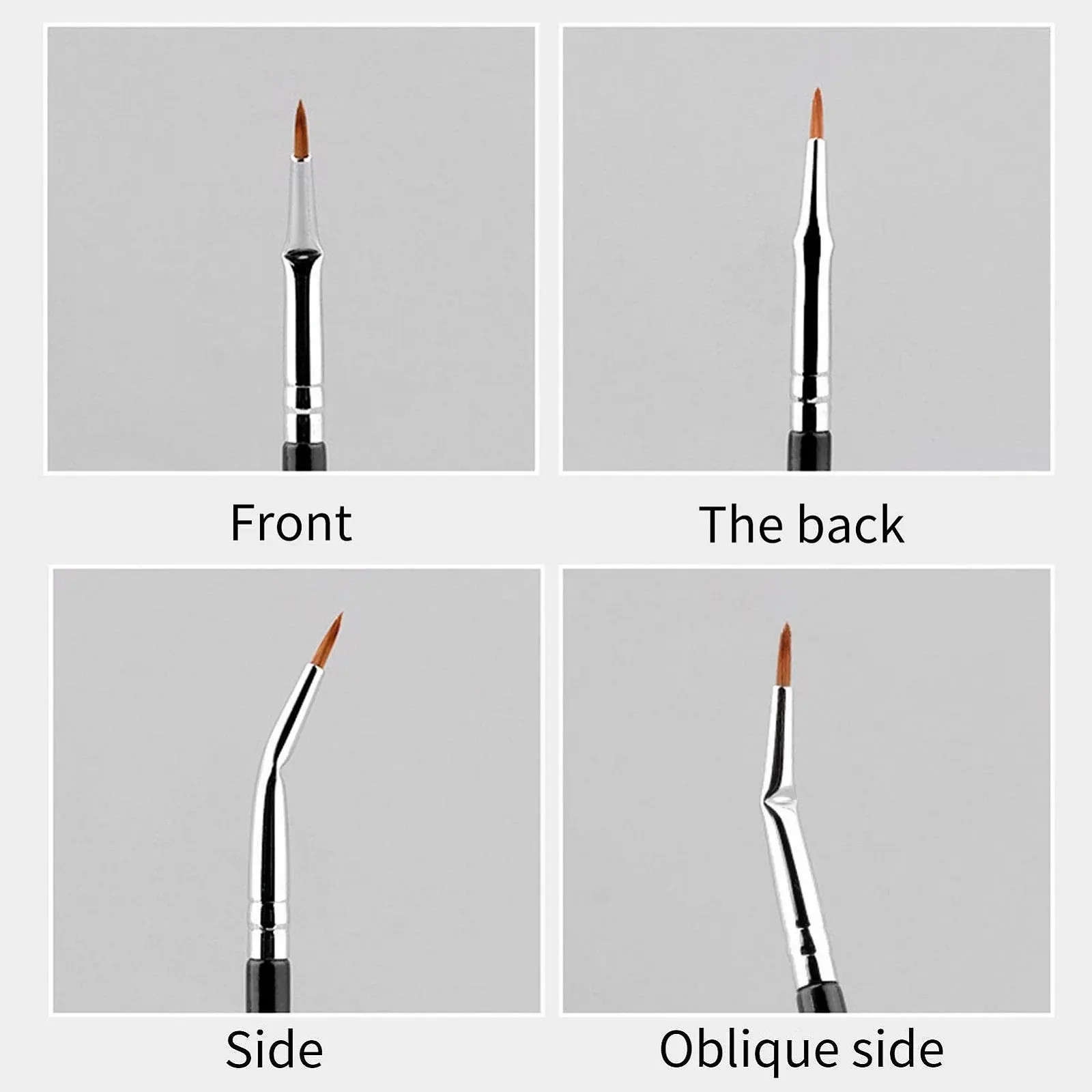 Кисти для подводки Luckxing Angled Fan, фиксированная, угловая 120°, фото №7