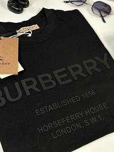 Футболка Burberry черная с черным лого mf008 synthetic.ua - Фото 1