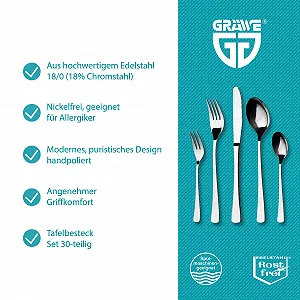 Набір столових приборів GRAEWE для 6 осіб, нержавіюча сталь, без нікелю, ручна поліровка, можна мити в посудомийній машині synthetic.ua - Фото 1