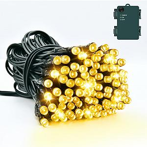 Гирлянда Dalugo, 3 м, 30 LED, теплый белый, зеленый кабель, таймер на 6 часов, IP65 водонепроницаемая для внутреннего и наружного рождественского декора. - Фото 1