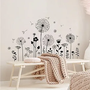 Наклейка на стіну Supzone Black Dandelion Blossom чорна synthetic.ua - Фото 1
