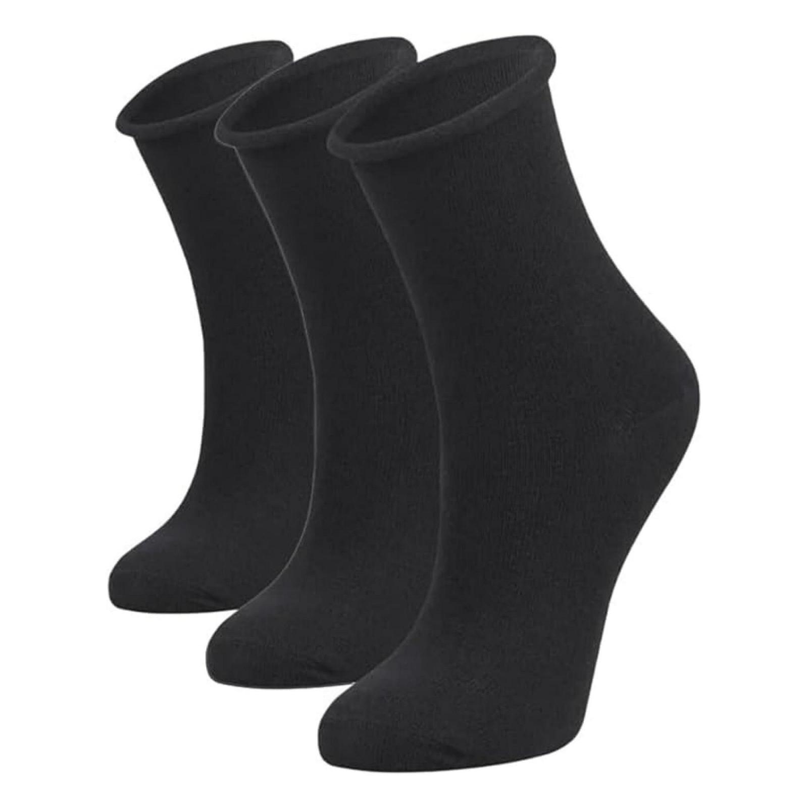 Женские носки Из органического хлопка, 3 пары, С отворотом, Мягкие, Дышащие, Повседневные и формальные носки до икр, 3 x Черный, 35-40, фото №1