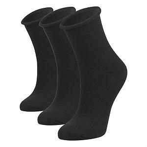 Женские носки Из органического хлопка, 3 пары, С отворотом, Мягкие, Дышащие, Повседневные и формальные носки до икр, 3 x Черный, 35-40 - Фото 1