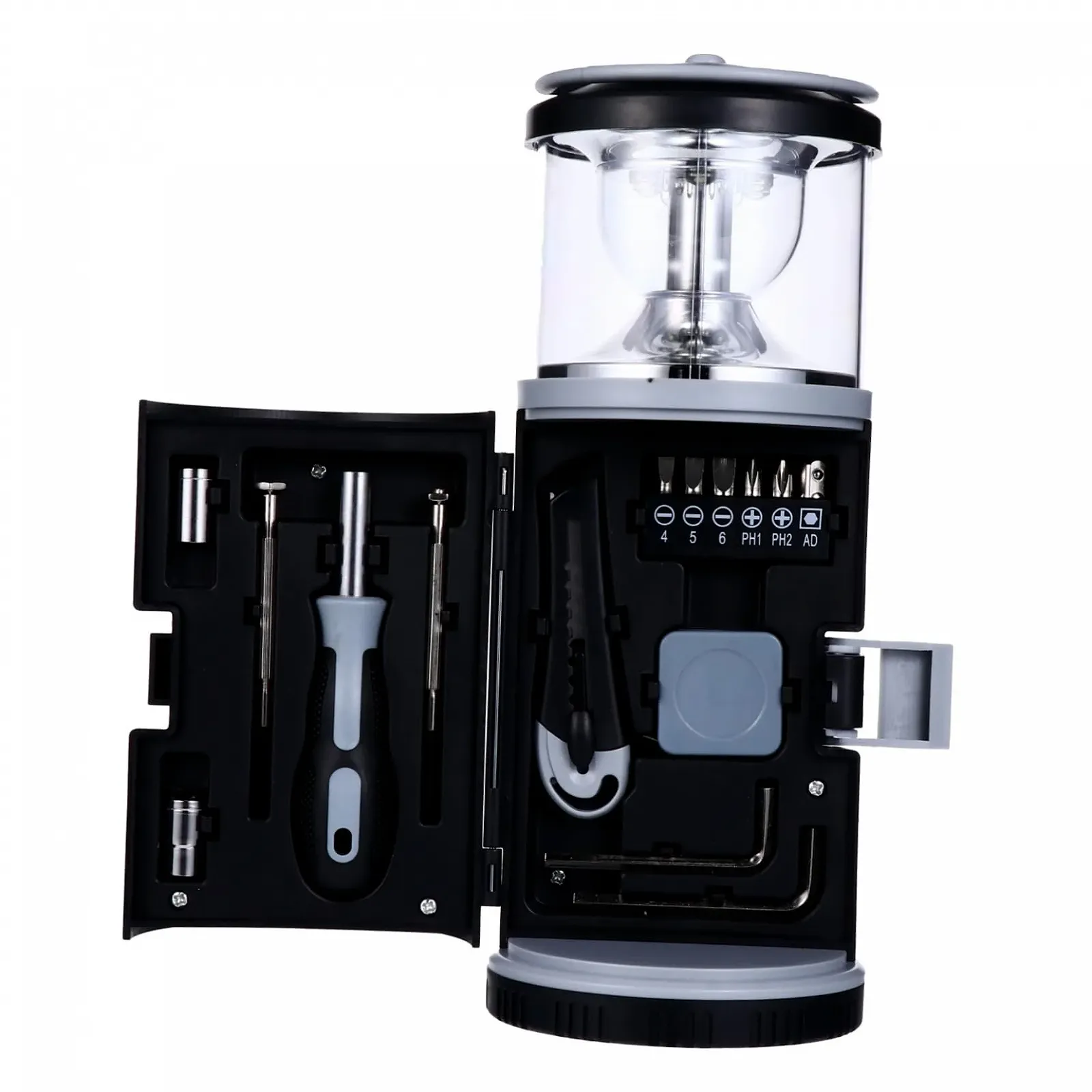 Фонарь Campfire Кемпинговый фонарь для палатки Аварийное освещение Ручной фонарик на батарейках Кемпинговый фонарь Многофункциональный инструмент Факел Кемпинговый инструмент Ручной фонарь ABS Черный, фото №1