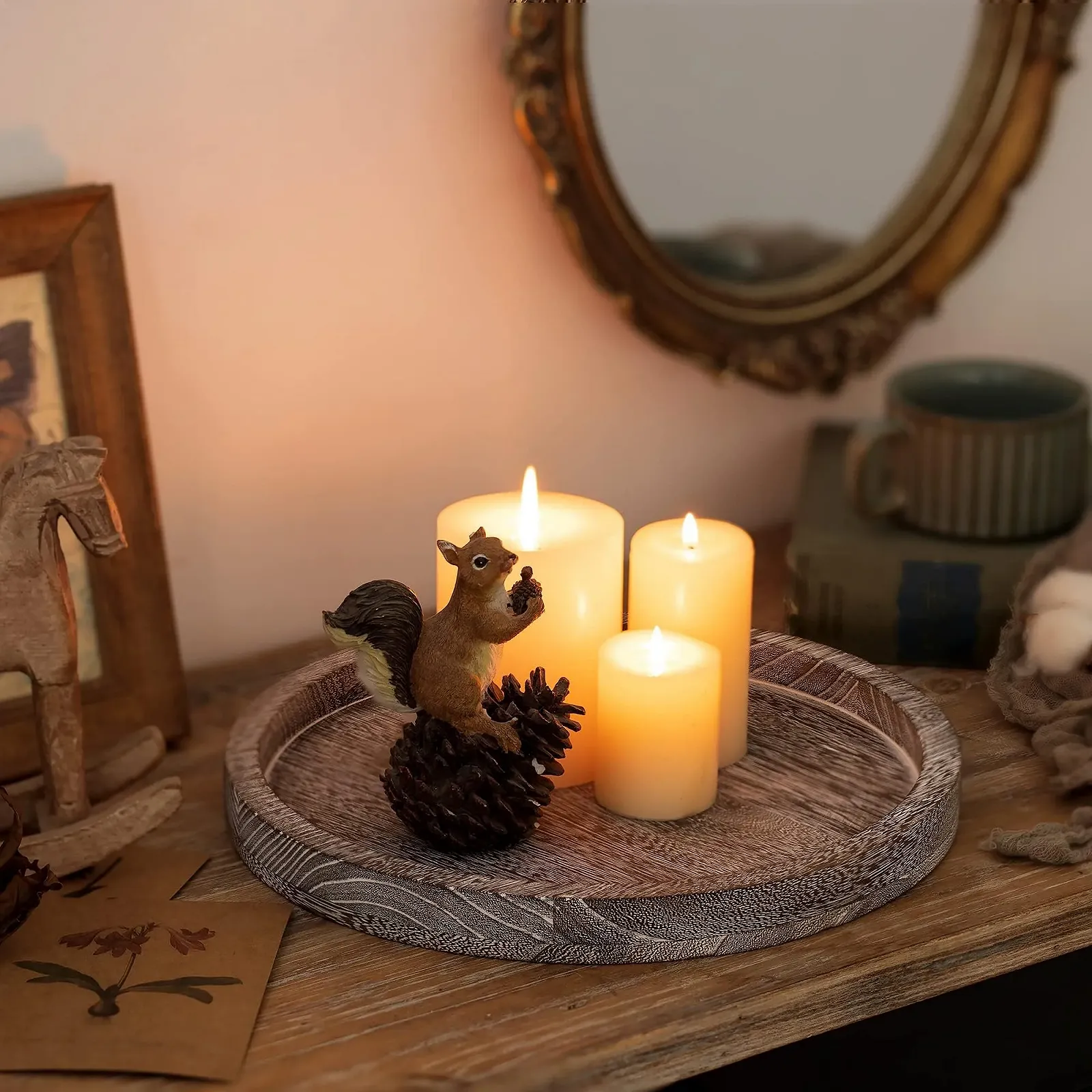 Дерев'яний Піднос Круглий для Декору Romadedi 30 см Піднос для Свічок, фото №6 Дерев'яний Піднос Круглий для Декору Romadedi 30 см Піднос для Свічок, фото №6