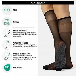 Гольфы Calzitaly 3 пары Тонкие гольфы с массажной подошвой из хлопка Черный Телесный цвет 20 Denier synthetic.ua - Фото 1