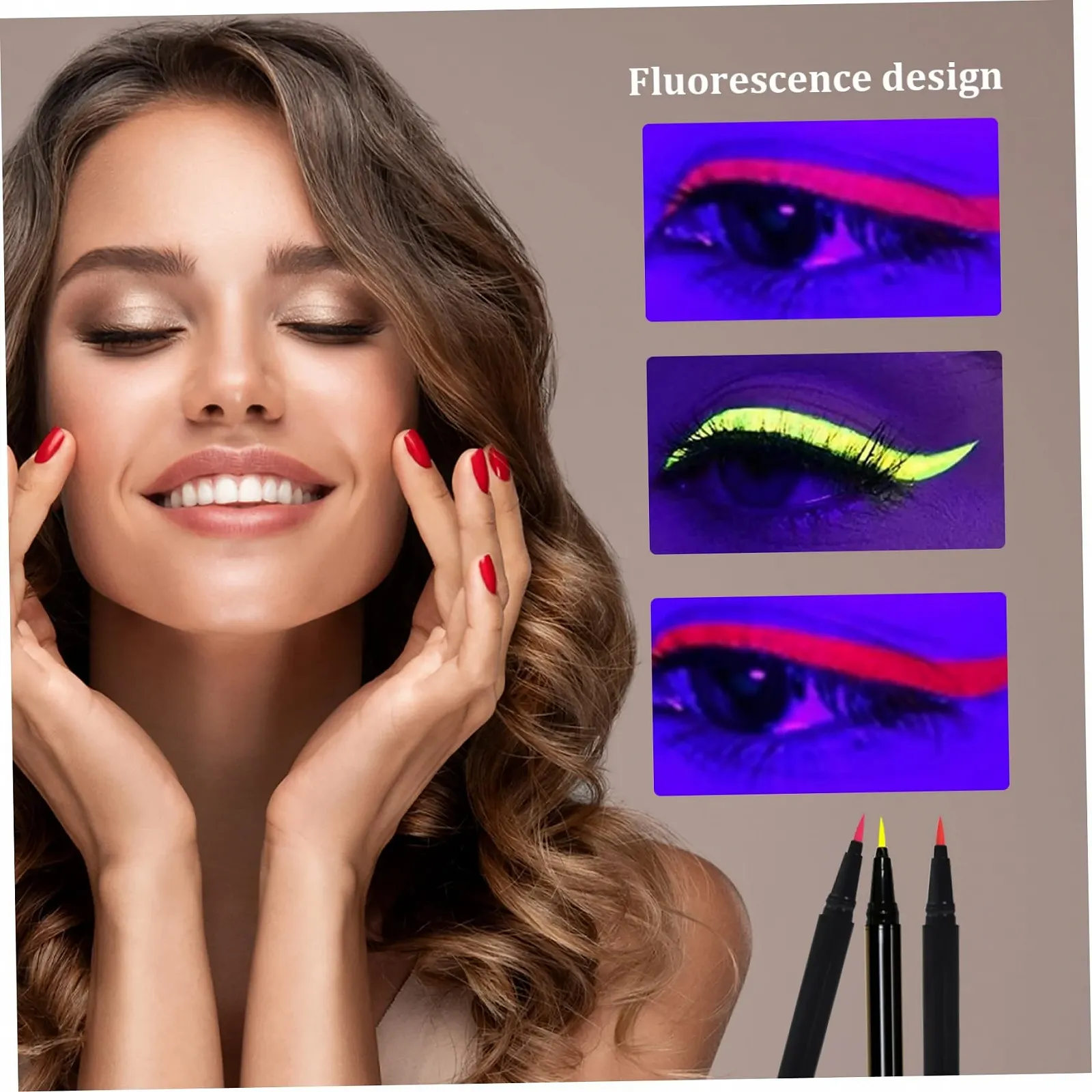 Підводка для очей Райдуга, 3 кольори, гель-олівець, водостійка, матова, неонова, фото №3