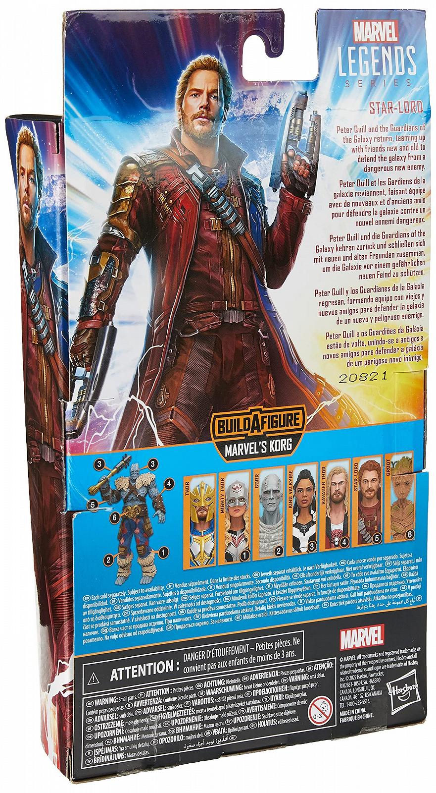 Фігурка Star Lord Marvel Legends Thor: Love and Thunder 15 см, з 2 аксесуарами, 1 елементом Build-A-Figure, різнокольоровий, фото №3