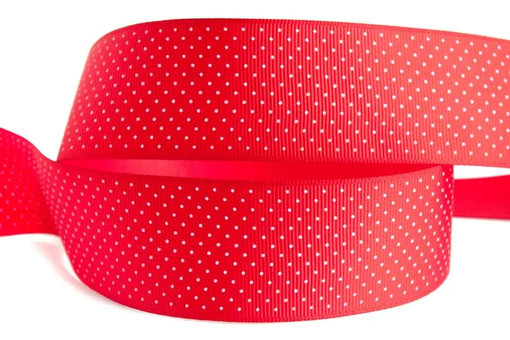 Лента репсовая Лентомания 40 мм красная в мелкий горох GRSGRN40RDDT, фото №1