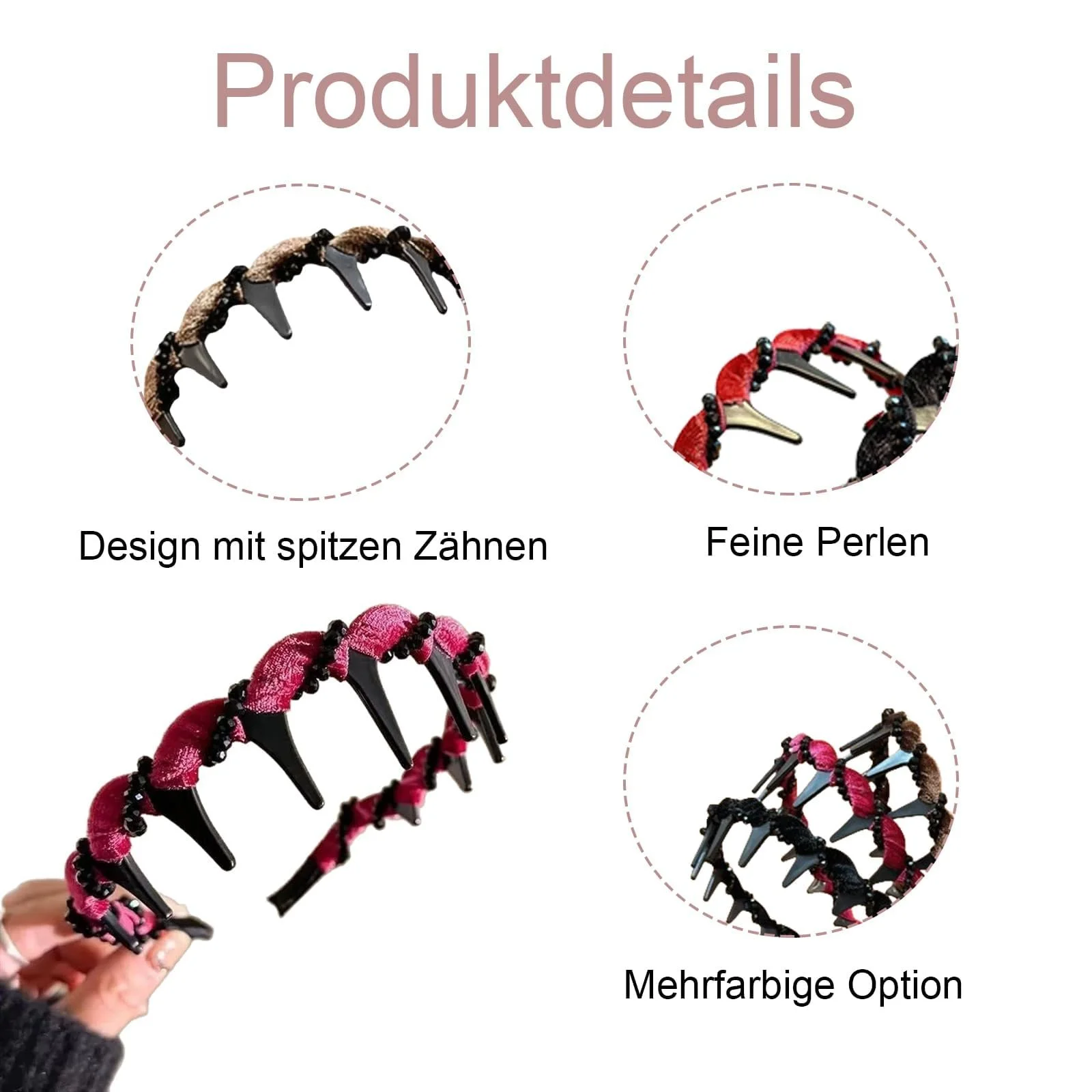 Набір з 3 елегантних жіночих обручів для волосся з зубцями, фото №3