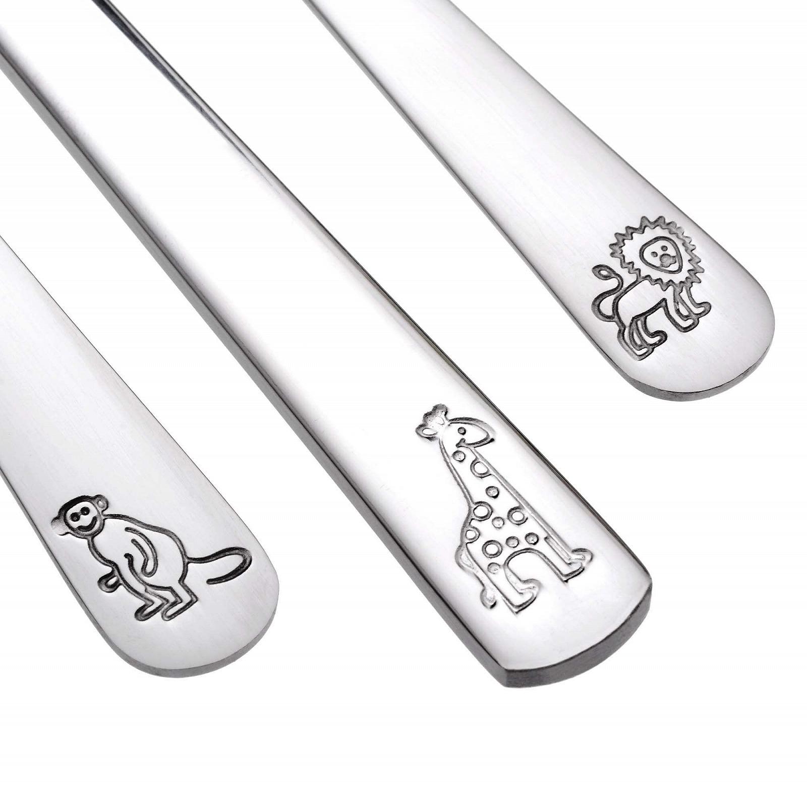 Набор столовых приборов GRÄWE 3 предмета с дизайном животных, нержавеющая сталь с гравировкой, фото №4 Набор столовых приборов GRÄWE 3 предмета с дизайном животных, нержавеющая сталь с гравировкой, фото №4