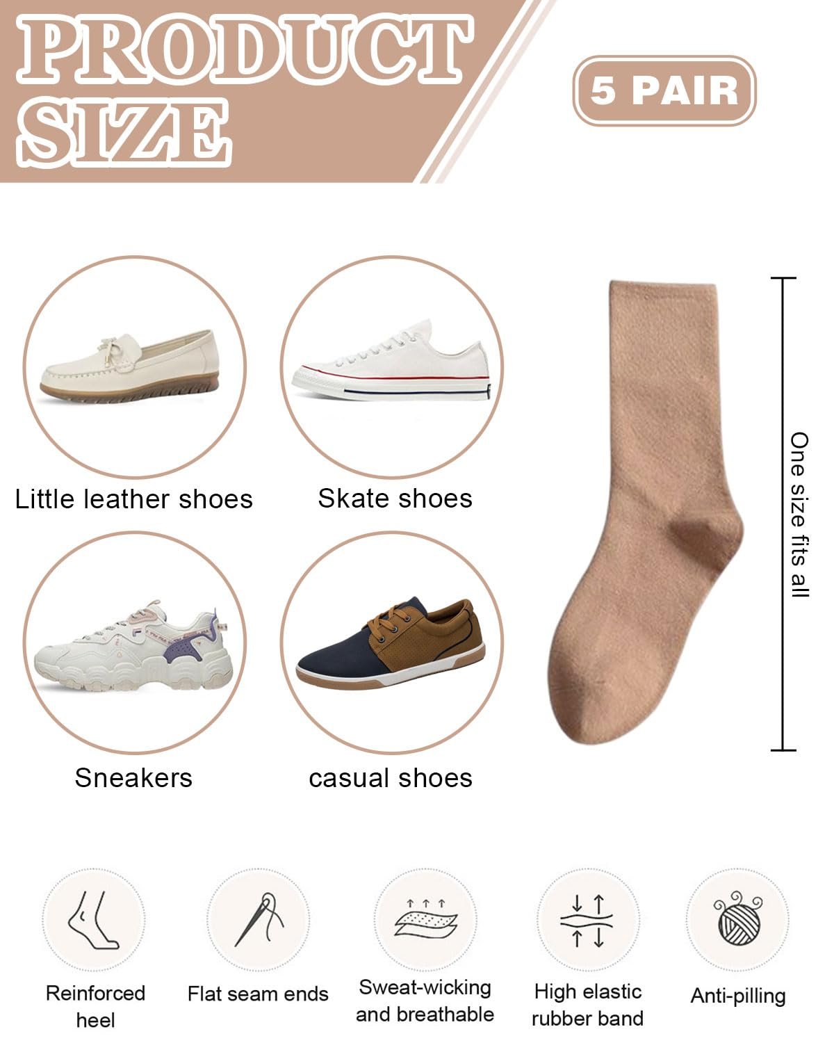 Носки Унисекс Хлопковые Тонкие Носки 5 пар, фото №2