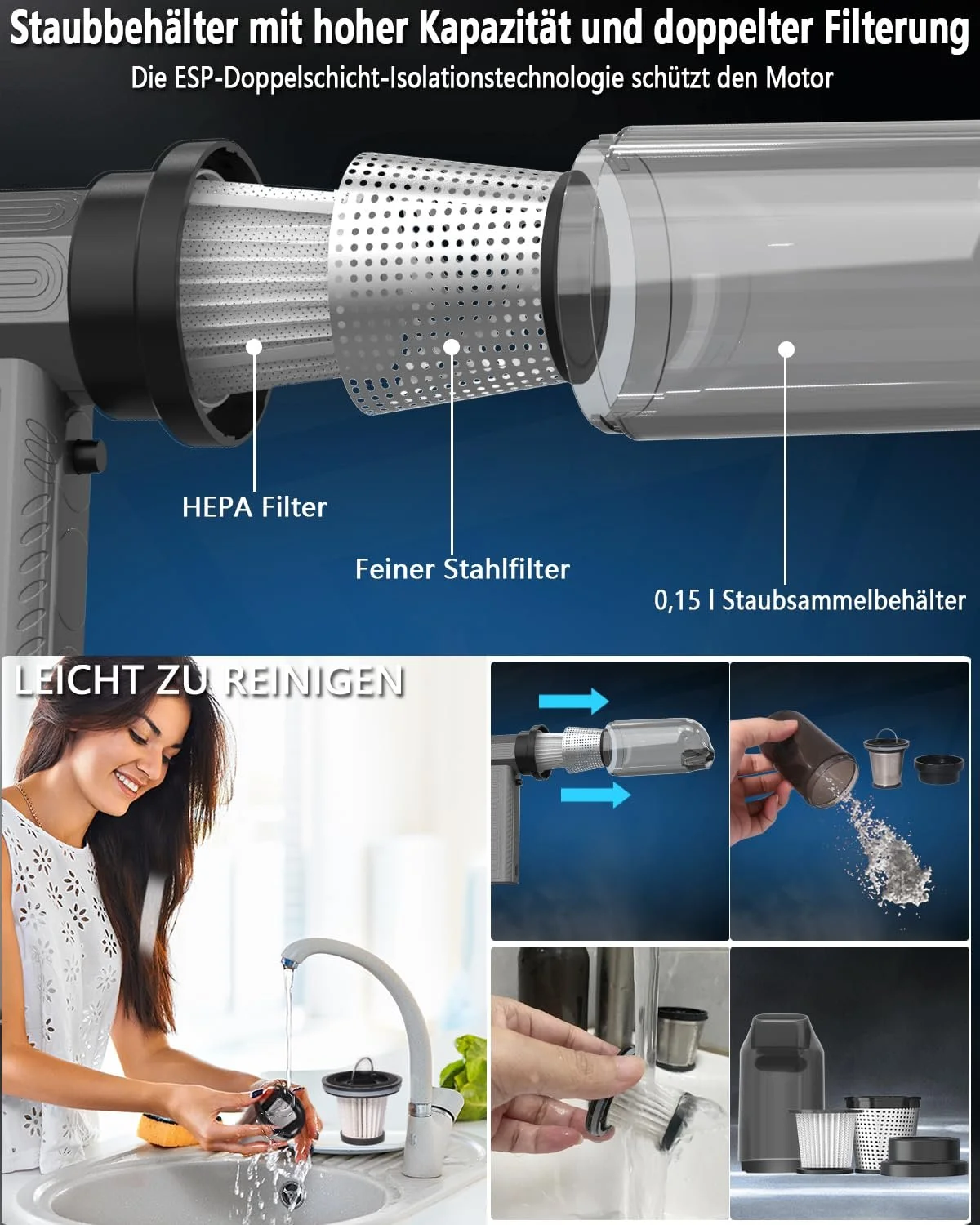 Електрична повітродувка-пилосос 2-в-1 MAEZOE 130 000 об/хв Плавно регульована швидкість 8000 мАг Сріблясто-сірий, фото №5 Електрична повітродувка-пилосос 2-в-1 MAEZOE 130 000 об/хв Плавно регульована швидкість 8000 мАг Сріблясто-сірий, фото №5