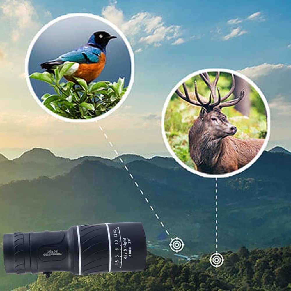 Телескоп TKTTBD HD Night Vision Monocular 16x52 Водонепроницаемый для наблюдения за птицами, охоты, кемпинга, туризма, концертов, фото №6