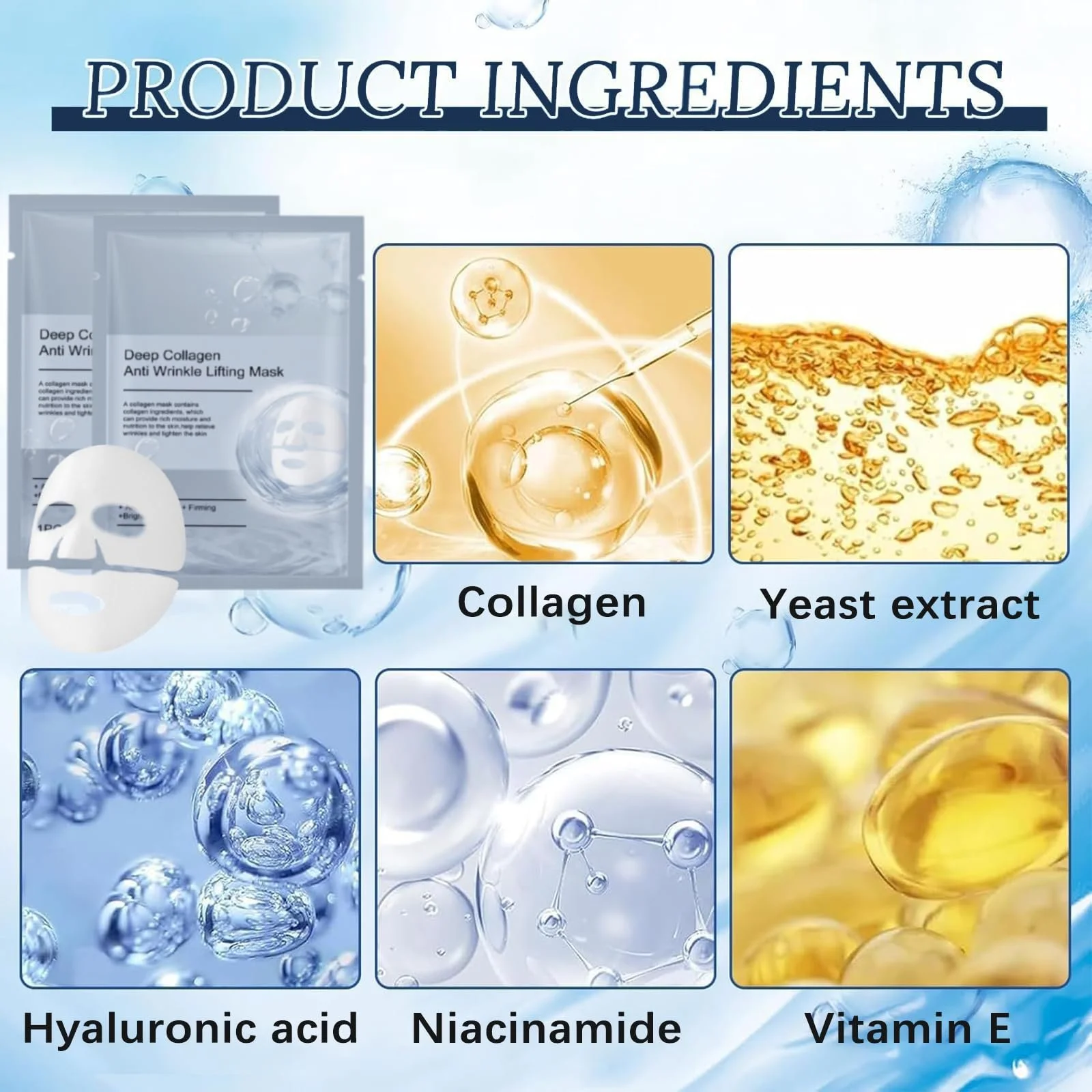 Маска VEROA Ночная с органическим коллагеном, 10 шт - Маска с глубоким увлажнением, содержит гидролизованный коллаген с низким молекулярным весом, фото №3