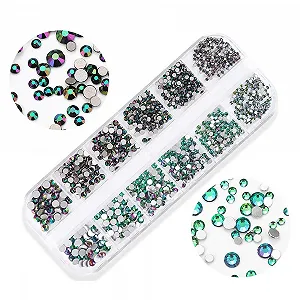 Набор Стразы для ногтей Голографический Зеленый Золотой Блеск DIY Алмазная Форма - Фото 1
