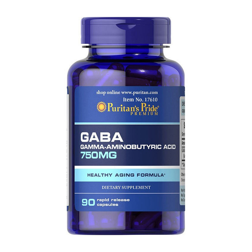 GABA Gamma Aminobutyric Acid 750 mg 90 capsules, фото №1