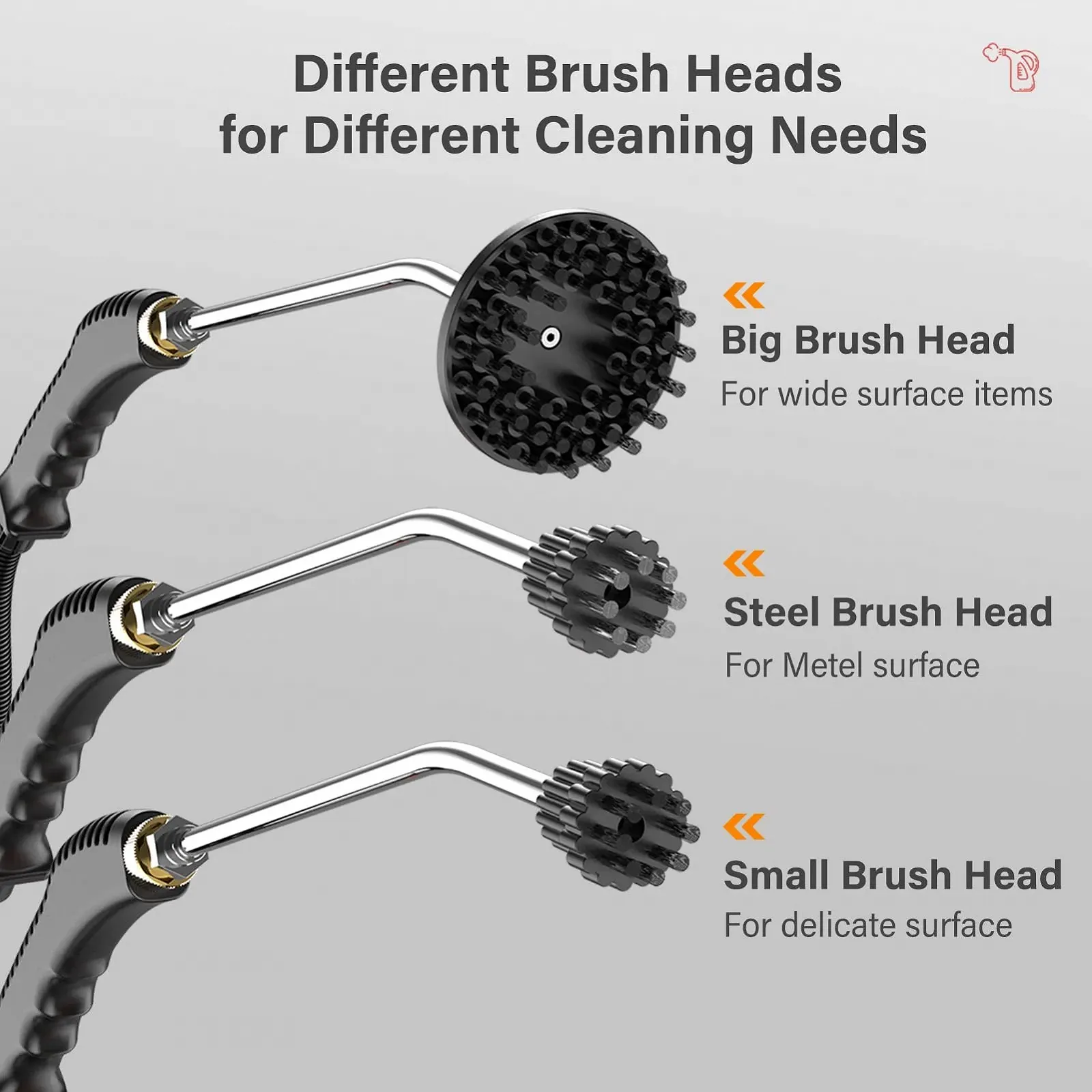 Ручний пароочисник 2500 W 3 Bar 19x15x13 см портативний з щітками, фото №9