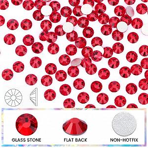 Стрази Novani Crystal, плоскі розсипні кристали 1440 штук скляні стрази для одягу взуття рукоділля макіяжу та DIY прикрас (SS6, Light Siam) synthetic.ua - Фото 1