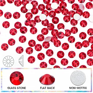 Стрази Novani Crystal, плоскі розсипні кристали 1440 штук скляні стрази для одягу взуття рукоділля макіяжу та DIY прикрас (SS6, Light Siam) synthetic.ua - Фото 1