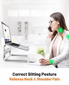 Подставка для ноутбука Soqool, эргономичная, для 10-17 дюймов, алюминиевая, для стола, совместима с MacBook Air/Pro, Lenovo, Huawei, Acer, Dell, HP - Серебристая synthetic.ua - Фото 1