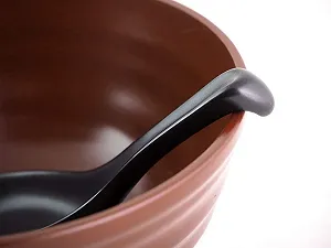 Ложка Супова Renge Kuro Японська Порцеляна Набір 4 шт Антрацит Чорний synthetic.ua - Фото 1