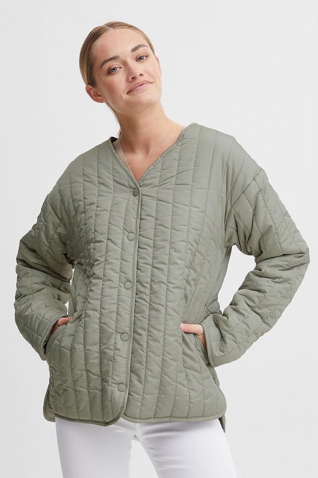 Куртка стеганая OXMO OXSaggy Женская Переходная с кнопками V-образным вырезом Oversize с легкой подкладкой, фото №2