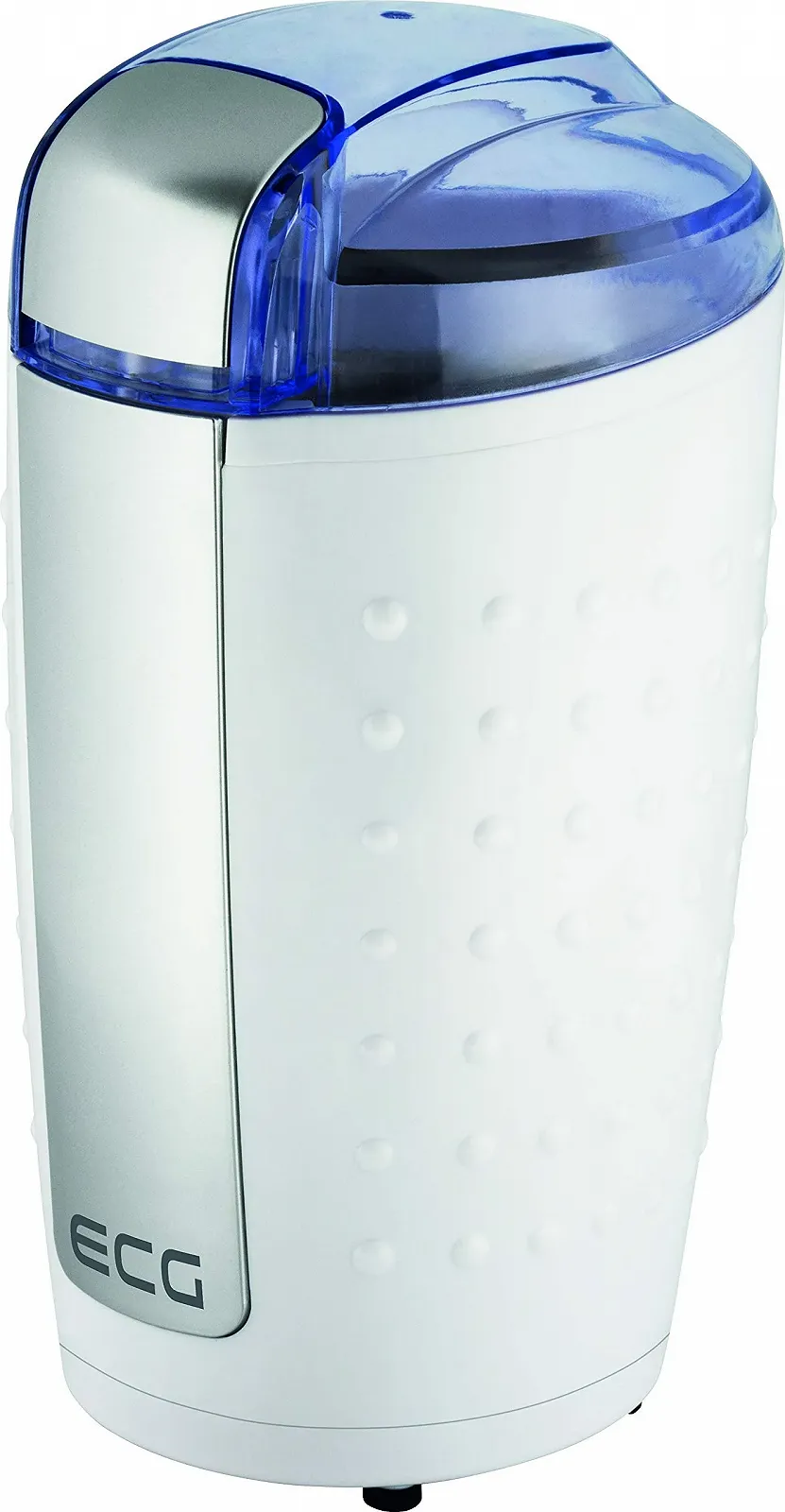 Кавомолка ECG KM 110 електрична, для кавових зерен/горіхів, ніж з нержавіючої сталі, біла/срібна, фото №2 Кавомолка ECG KM 110 електрична, для кавових зерен/горіхів, ніж з нержавіючої сталі, біла/срібна, фото №2