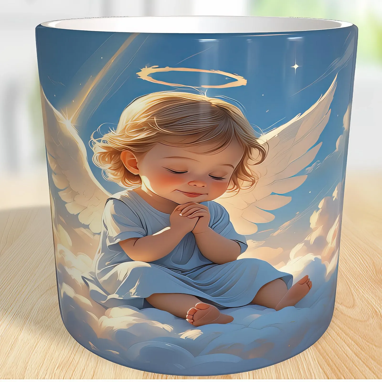 Кружка Guardian Angel 330 мл с мотивом Ангелочек Небесная Кружка для Мамы Крещение Рождение Молитва об Усопших с Любовью Светом Облаками Идея Подарка Ангелочек Ангел Хранитель Памятная Кружка, фото №1