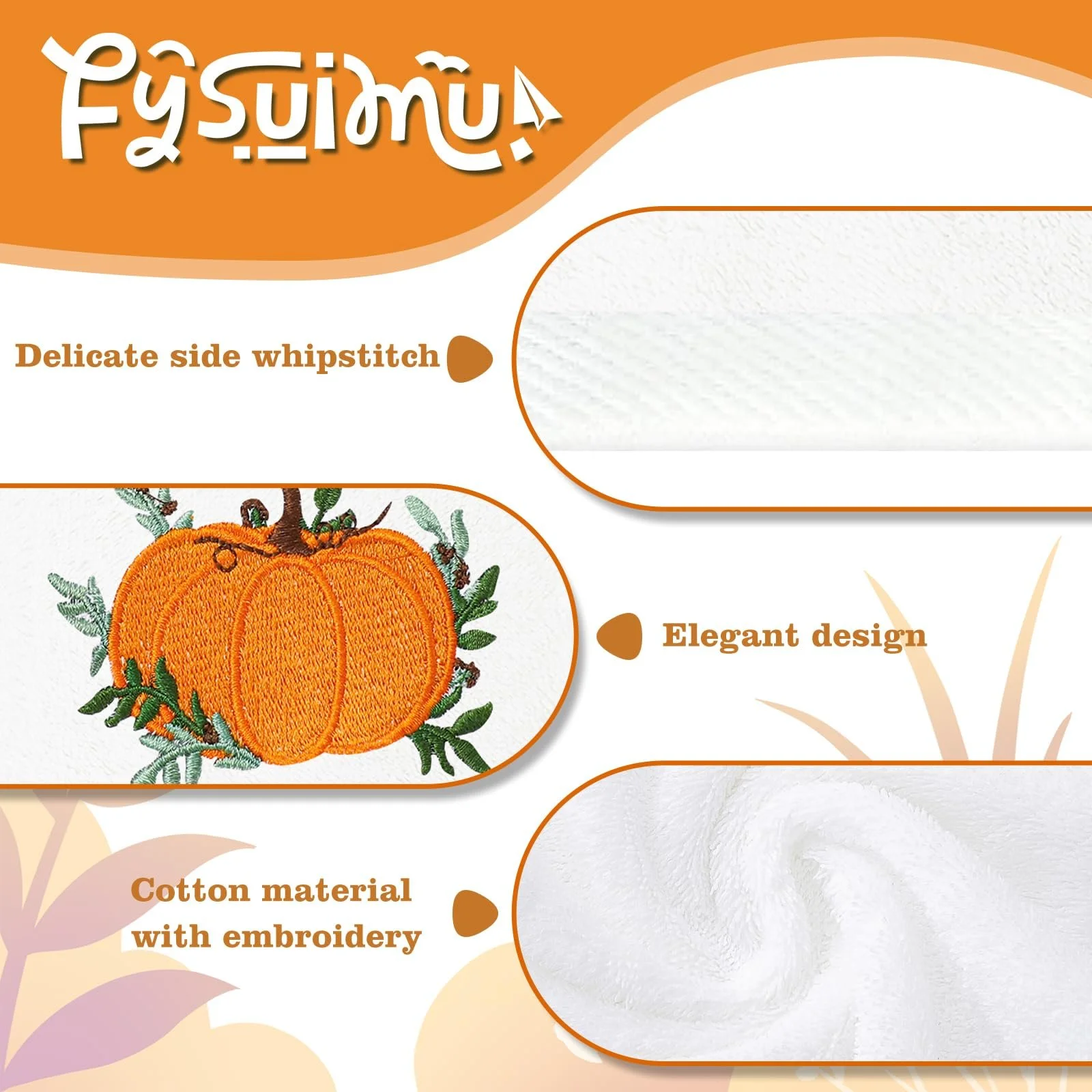 Рушники набір 2 шт. Embroidered Towel Stacked Pumpkin 75x34см, фото №3