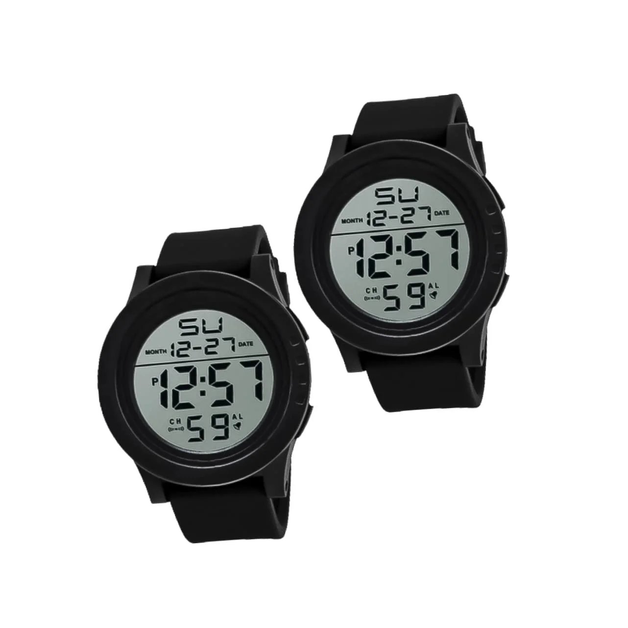 Цифровые часы OATIPHO водонепроницаемые с датчиком свечения, солнечной батареей и светодиодной подсветкой, черные кварцевые часы, мужские часы-хронограф на солнечной батарее с большим экраном, черные, фото №1