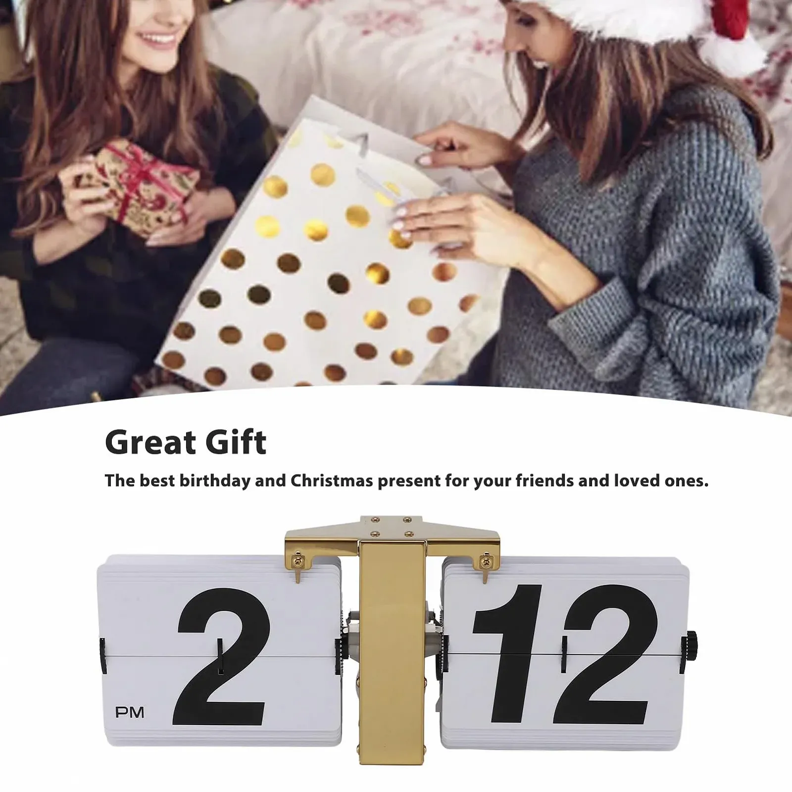 Настільний годинник PODSJD Вінтажний Перекидний Механічний Перекидний Ретро Дизайн з нержавіючої сталі Великі цифри Тип 1, фото №2 Настільний годинник PODSJD Вінтажний Перекидний Механічний Перекидний Ретро Дизайн з нержавіючої сталі Великі цифри Тип 1, фото №2