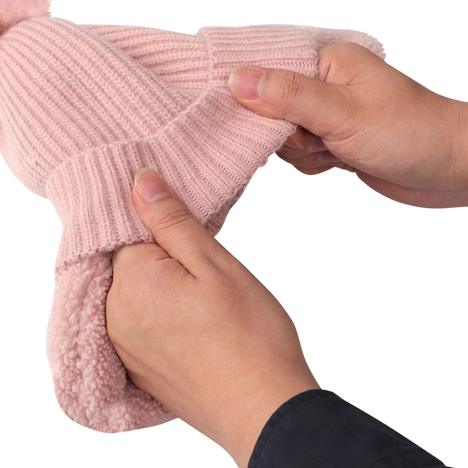 Вязаная детская зимняя шапка с помпоном, теплая зимняя, фото №3