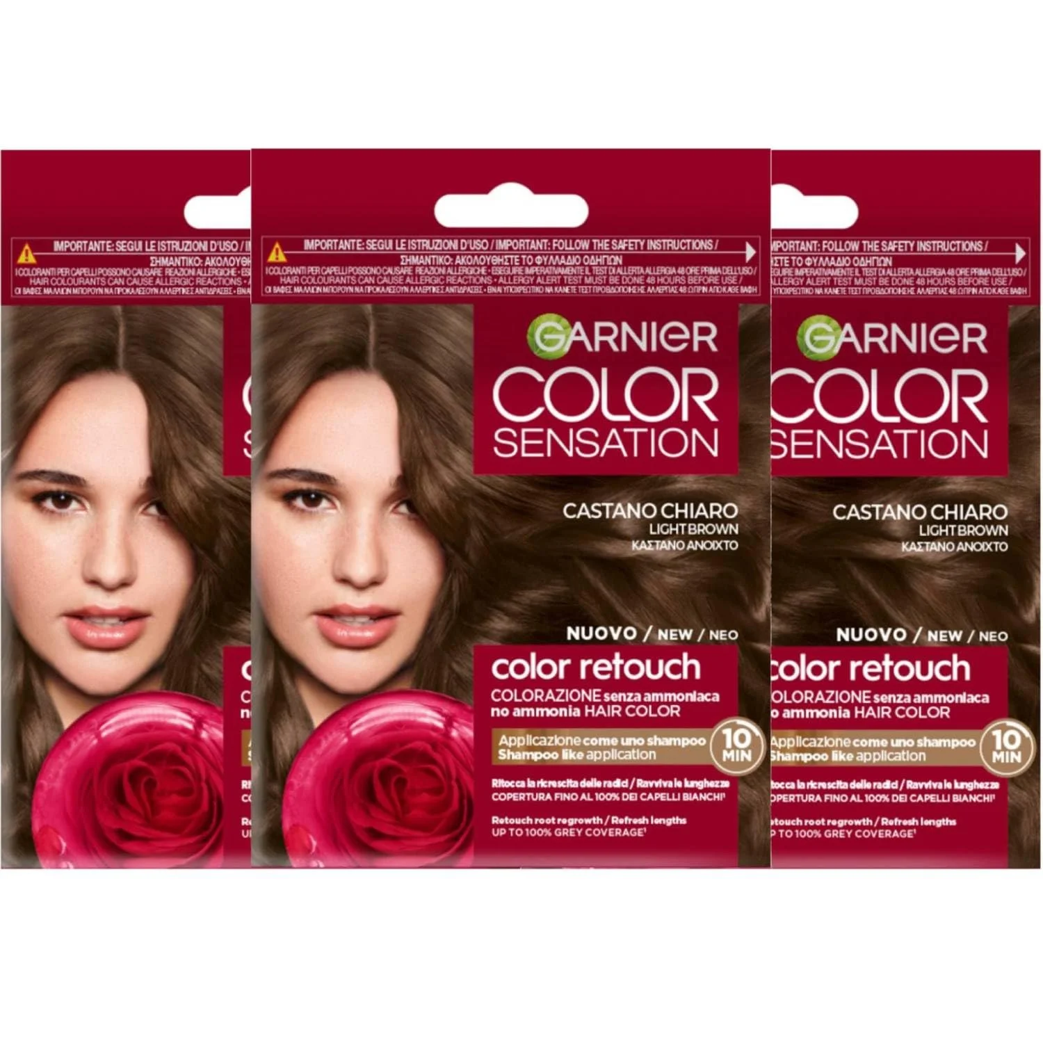 Фарба для волосся Garnier Color Sensation Retouch для підфарбовування відрослого волосся без аміаку за 10 хвилин Світлий Каштан (3 шт.), фото №1 Фарба для волосся Garnier Color Sensation Retouch для підфарбовування відрослого волосся без аміаку за 10 хвилин Світлий Каштан (3 шт.), фото №1