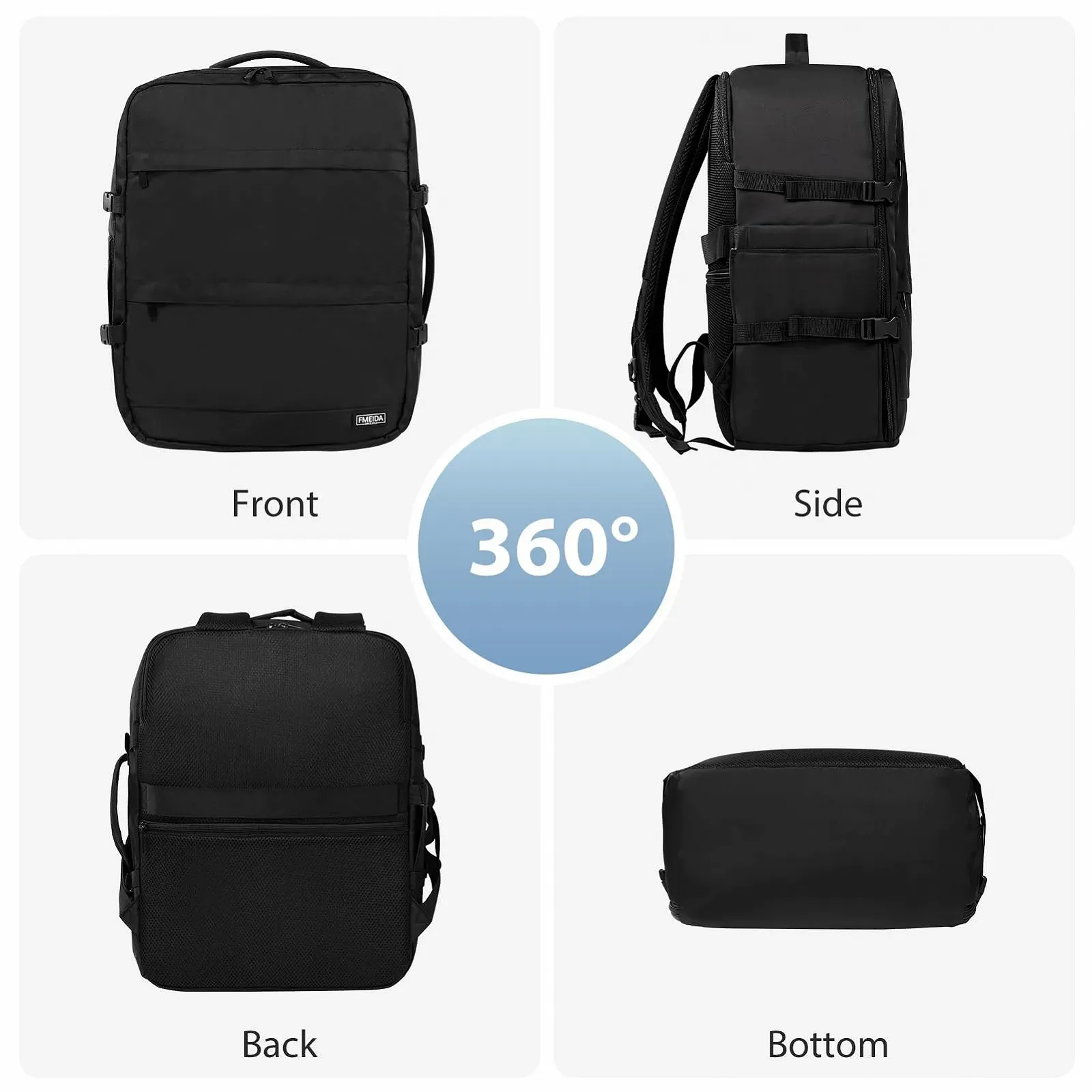 Рюкзак для ноутбука Fmeida Ryanair 14 Inch 40x20x25 см чорний, фото №6 Рюкзак для ноутбука Fmeida Ryanair 14 Inch 40x20x25 см чорний, фото №6