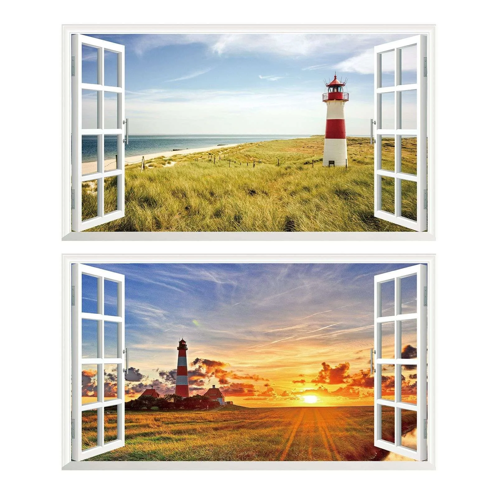 Наклейка на стіну View Lighthouse White Sea 3D XXL v02 1000 x 600 мм 2 шт., фото №1 Наклейка на стіну View Lighthouse White Sea 3D XXL v02 1000 x 600 мм 2 шт., фото №1