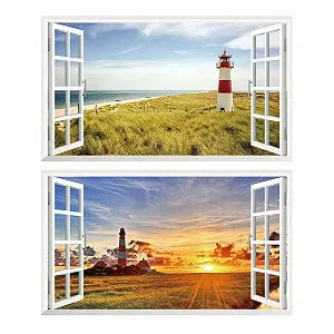 Наклейка на стіну View Lighthouse White Sea 3D XXL v02 1000 x 600 мм 2 шт. - Фото 1