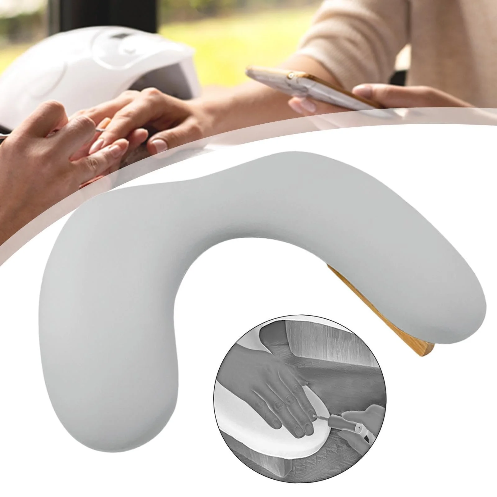 Підлокітник Generic, подушка для рук для манікюру, сіра, фото №7