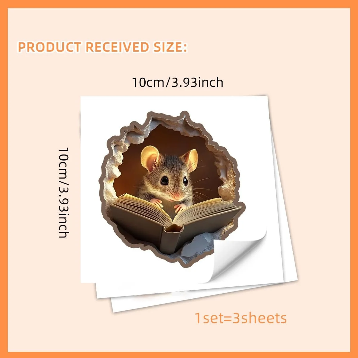 Наклейки на стіну Runtoo Mouse Book 3D Mouse Hole 3 упаковки, фото №4