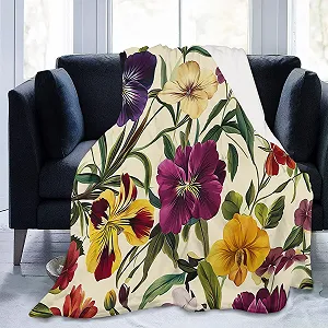 Покривало Flauschig Weiche Kuscheldecke, Однотонний, Рослини, Квіти, Червоний, Жовтий, 130 x 150 см synthetic.ua - Фото 1