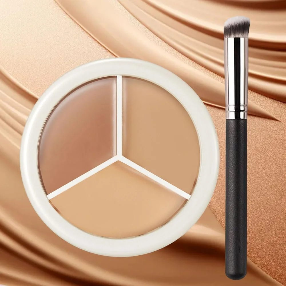 Консилер Tri-Colour Палетка консилерів Повне покриття Корегує темні кола Червоні плями Шрами Матовий (2 шт.), фото №7