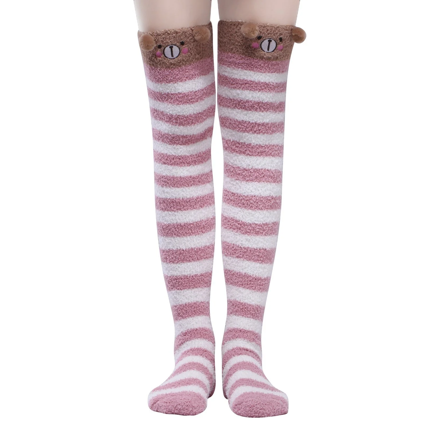 Гольфы LittleForBig С животными из кораллового вельвета в полоску, 2 пары, фото №2