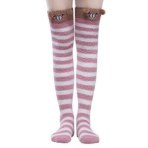 Гольфы LittleForBig С животными из кораллового вельвета в полоску, 2 пары synthetic.ua - Фото 1