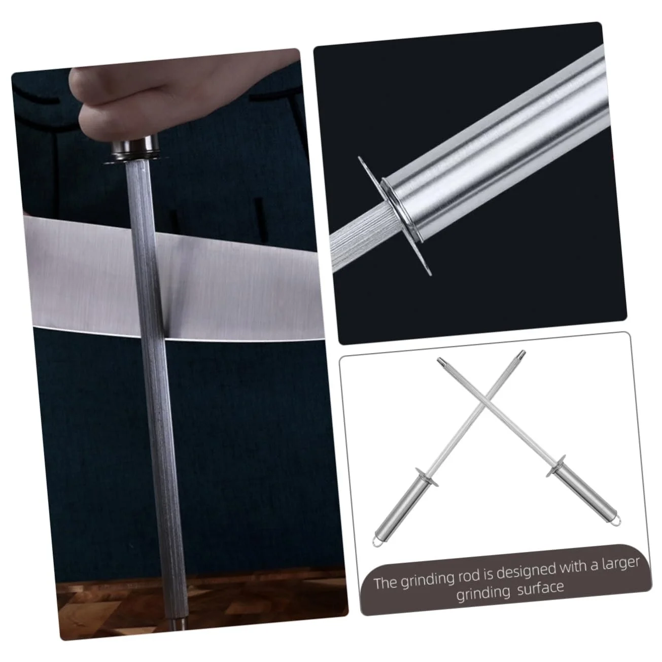 Точильный стержень для ножей Mobestech многоцелевой из нержавеющей стали и ПП 2 шт., фото №5