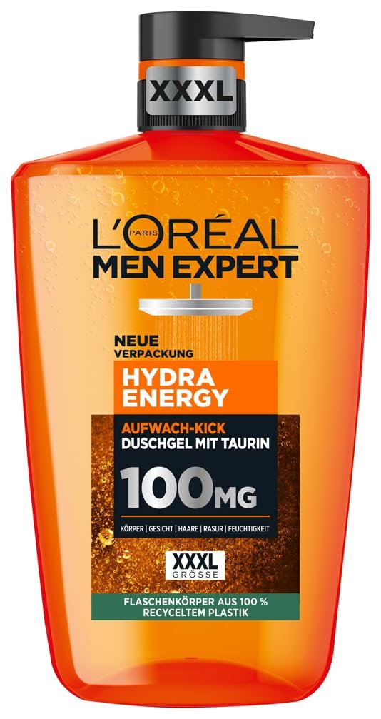 Гель для душу та шампунь L'Oréal Men Expert Hydra Energy XXXL з таурином 1000 мл, фото №1