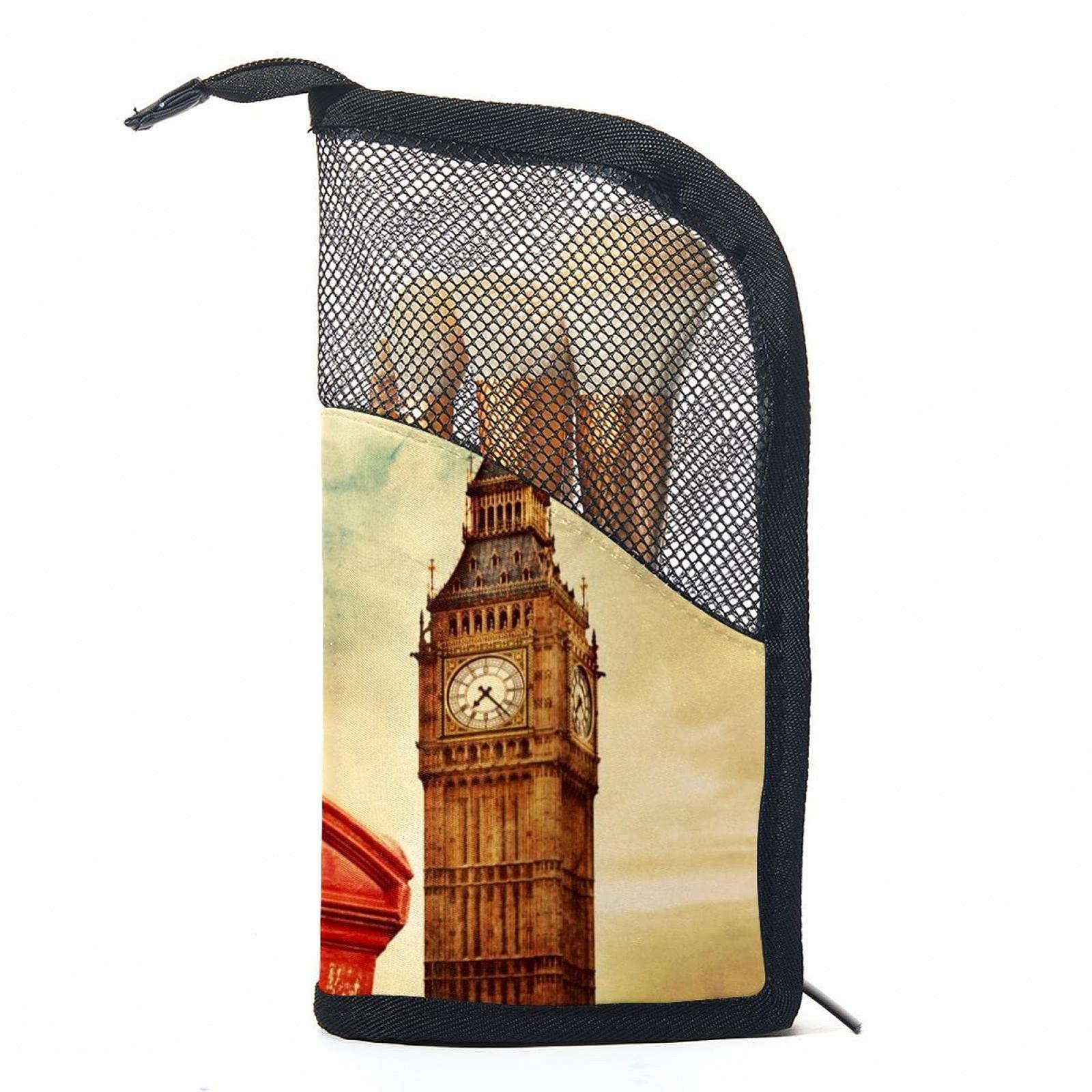 Набір пензлів для макіяжу в сумці London Red Phone Big Ben, 12 шт., Colored-2449, фото №1