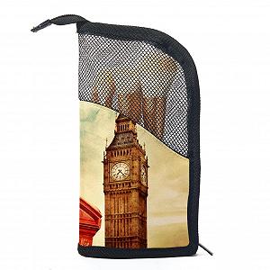 Набір пензлів для макіяжу в сумці London Red Phone Big Ben, 12 шт., Colored-2449 - Фото 1