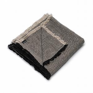 Плед LinenMe Rustico Льняний Натуральний Чорний в Клітинку з Бахромою, 135 x 200 см - Фото 1