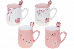 Кружка с крышкой и ложкой Bona Di Sakura 927-221 380 мл - Фото 1
