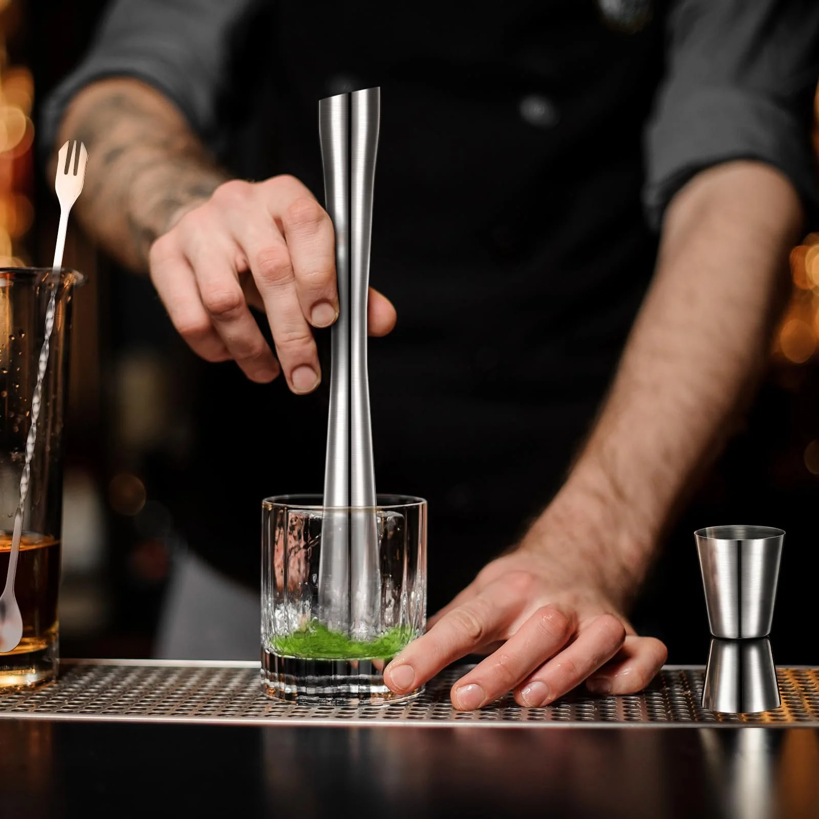 Набір бармена Fiada Мадлер для коктейлів Нержавіюча сталь з мірною чашкою та ложкою для змішування коктейлів, фото №4